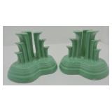 Fiesta Post 86 pair pyramid candle holders,