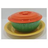 Vintage Fiesta promotional casserole, green base,