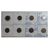 Lot of 8 Indian cents: 1879, 1894, 1897,