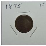 1875 Indian cent F