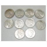 Lot of 10 Peace dollars