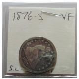 1876-S Liberty Seated quarter VF