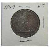 1867 Liberty Seated half VF