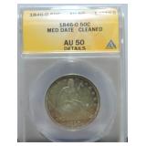 1846-O Liberty Seated half, ANACS AU50,