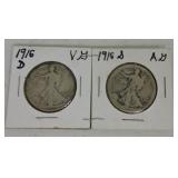 1916-D & 1916-S Walking Liberty halves