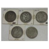 Lot of 5 Morgan dollars
