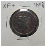 1848 Large cent, XF+