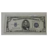 1934C $5 silver certificate, CU