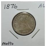 1876 Liberty Seated quarter AU