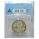 1942-D Walking Liberty half ANACS MS65