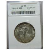 1944-S Walking Liberty half ANACS MS65
