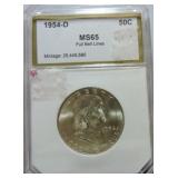 1954-D Franklin half PCI MS65 FBL