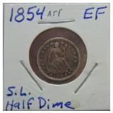 1854 Liberty Seated half dime EF