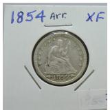 1854 Liberty Seated quarter XF
