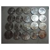 Lot of 20 silver Eagles, mixed