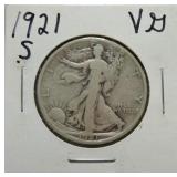 1921-S Walking Liberty half VG