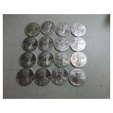 Lot of 16 silver Eagles, mixed