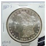 1880-S Morgan dollar MS63, Vam 8, 8/7