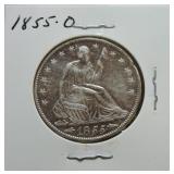 1855-O Liberty Seated half AU