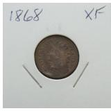 1868 Indian cent XF
