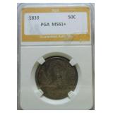 1839 Bust half PGA MS61+