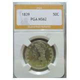 1839 Bust half PGA MS62