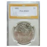 1892 Morgan dollar PGA MS64+
