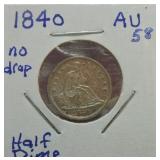 1840 Liberty Seated half dime AU58