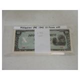 Philippines 1942 lot of 42 - 10 pesos, CU
