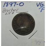 1897-O Barber quarter VG/F