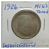 1926 Sesquicentennial half MS63, toned