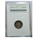 1895-O Barber dime  ANACS G6