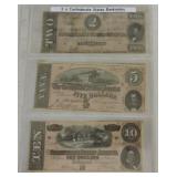 Lot of 3 Confederated States Bank notes