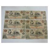 Lot of 5 1864 Central Bank of Virginia Confederate