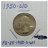 1950-S/D Washington quarter