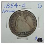 1854-O Liberty Seated half G