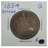 1854 Liberty Seated half G