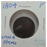 1804 Half cent, F, Cross 4, stems