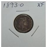 1893-O Barber dime XF