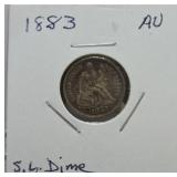 1883 Liberty Seated dime AU