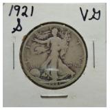1921-S Walking Liberty half VG