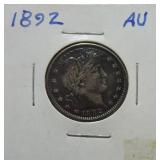 1892 Barber quarter AU