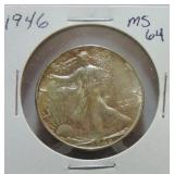 1946  Walking Liberty half MS64