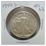 1944-D  Walking Liberty half MS63