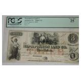 1858 $3 Wapsipinicon Land Co, Anamosa IA,