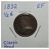 1832 Half cent, EF
