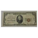 1929 $20 National Currency The First National