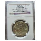 1924 Huguenot half NGC unc details, cleaned