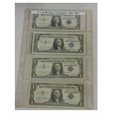 Lot of 6 $1 silver certificates 1935-57