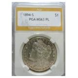1894-S Morgan dollar PGA MS63PL